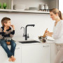 ROVOGO Mitigeur Robinet d'Évier de Cuisine Noir 3 Voies à Eau Filtrée en Acier Inoxydable 304, Douchette Extractible à 2 Modes, 