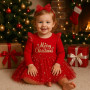 Winmany Tenues de Noël pour bébés filles Robe Tutu Toddler Jupe à manches longues en dentelle Vêtements chauds pour bébé+bandeau