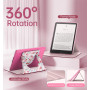 MoKo Coque Pivotante à 360°pour 7"Kindle Paperwhite 12e Gén 2024&Kindle Colorsoft 2024/2025,Étui Protection à Dos Clair Magnétiq