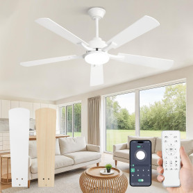 ZMISHIBO Ventilateur de Plafond avec Éclairage,Ø132 cm Silencieux avec Télécommande et Application,Moteur DC Réversible,Plafonni