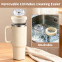 Couvercle Anti-Fuite pour Stanley Cup, couvercle de Rechange Amovible pour Gobelet de 1,2 L avec 3 Pailles et 1 Brosse à Paille,