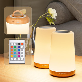 UPXNBOR Lot de 2 lampes de chevet LED avec télécommande, intensité variable, 13 couleurs RVB et 4 modes, lampe de table sans fil