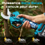 SEESII Secateur Electrique Sans Fil 40 mm –Secateur Electrique avec 2*Batteries 4000mAh, Lame SK5, Moteur Sans Balais, Écran LCD