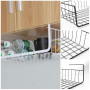 LDXDRU Lot de 2 paniers suspendus en métal extensible pour cuisine, armoire, salle de bain, garde-manger, bureau, noir