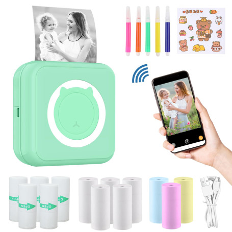 ZAKVOP Mini Imprimante Portable, Mini Imprimante Thermique, imprimante Photo Portable pour Android et iOS, imprimante sans Encre