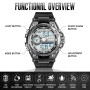 PINIDOUS Montre Homme Montre Digital Sport Homme M ilitaire étanche,Grand écran Analogique Digital Montre avec Alarme,LED,Chrono