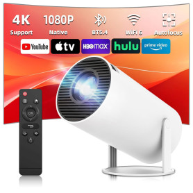 TEKXDD Vidéoprojecteur Portable WiFi/Bluetooth, Projecteur 4K Compatible 1080P Natif 180° Rotation Keystone Auto pour Home Ciném