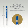 Parker recharges pour stylo gel | pointe moyenne (0,7 mm) | encre bleue QUINK | lot de 2