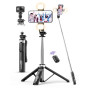 135CM Perche à Selfie Trépied avec 2 Lumière, Trépied pour Téléphone avec Télécommande Détachable, Portable Selfie Stick Trepied