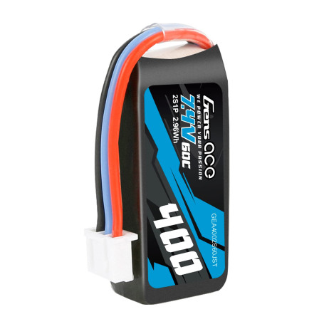 Gens ace Batterie Lipo 2S 60C 400mAh 7.4V 2.96Wh Coque Souple Batterie Lipo avec Prise JST pour OMPhobby M1/aligner t-Rex T1