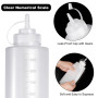 Nadisean 4 Pcs Bouteille Sauce 1000ml, 32oz Flacon Sauce, Plastique Squeeze Bottle, Réutilisable Bouteille à Sauce avec 1 Brosse