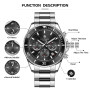 SAPPHERO Montre Homme en Acier Inoxydable Chronographe 50M Etanche Montres Analogique Quartz Date Classique Luxe Mode Montres Ca