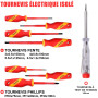 FOURROBBER Jeu de VDE tournevis et de pinces isolés,Kit de tournevis électrique isolé de 1000V avec testeur de tension, Électric