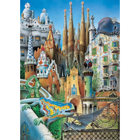 Puzzle Adulte 1000 Pièces Œuvres de Gaudi à Barcelone 70x50cm Puzzles pour Adultes Jeu éducatif Défi Jouets 1000 Pièces Puzzles 