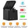 Vemico Hero 8 Chargeur de Batterie Kit 3x1500mah Batterie de Remplacement avec Chargeur USB 3 canaux LED Type-C pour Hero 8 Blac