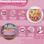Dazhtu Assiette bebe Set, 11 Pièces Coffret Repas Bebe Silicone, Vaisselle Assiette ventouse pour bébé, Bavoir Silicone Bebe, Cu