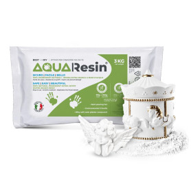AQUA RESIN® – Plâtre Alpha (Résine Minérale) | Effet Porcelaine Satinée, prêt avec Seule Eau, Sûr et Non Toxique, Blanc ou Noir 
