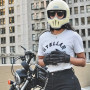 Harssidanzar Gants de Moto à écran Tactile en Cuir de chèvre à Doigt Complet pour Femmes GL016EU