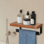 Winmien Hand Towel Holder/Towel Ring with Wooden Shelf, Premium Metal Hand Towel Rack, Hand Towel Hanger for Bathroom, Bath Acce