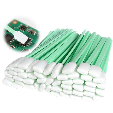 Lot de 50 éponges de nettoyage longues stériles - Bâtonnets de nettoyage - Grande tête - Cotons-tiges en mousse - Pour appareil 