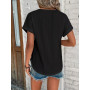 Cuptacc T Shirt Femme Chemisier Femme Chic Et Élégant Broderie Aux Oeillets Col Rond Manches Courtes Tunique Mode