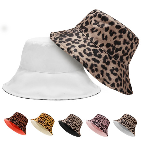LUKIUP Chapeau de Pêche Réversible Imprimé Léopard Seau Chapeau de Soleil Pliable pour Femmes et Hommes Chapeau De Soleil D'Été 