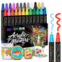 Betem 24 Couleurs Feutre Acrylique à Double Pointe, Stylo Marqueur Peinture Acrylique pour Bois, Toile, Pierre, Tissu, Peinture 