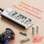 EBL Chargeur de Piles Indépendant 8 Slots, pour Charger 1-8pcs AA AAA Ni-MH Ni-CD Piles Rechargeables, avec Indicateur Intellige