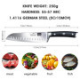 SHAN ZU Couteau de Cuisine, Couteaux Japonais Santoku 18 cm Professionnel Carbone en Acier Inoxydable Allemand Chef Couteaux Uti