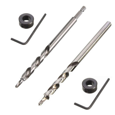 Saipor 2 Pcs 9.5mm Foret de Trou de Poche 6.35mm Tige Hexagonale et Tige Ronde Foret Fraise Meche Etage pour Gabarit de Perçage 