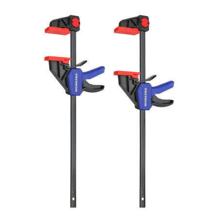 WORKPRO Jeu de 2 Serre-joints à une Main en Acier et Nylon pour une Fixation Précise, Largeur de Serrage de 305 mm, Force de Ser