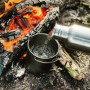Bestargot Cafetiere Camping en Titane 750ml,Cafetière à Piston,Ultralight Tasse à Titane,Popote Bivouac Multifonctions,Titane Pu