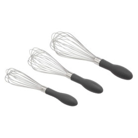 Amazon Basics Lot de 3 fouets à fils en acier inoxydable, Gris