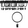 OOTSR Draperie Rideau Clips avec des Anneaux (Φ50mm, Set de 16) - Antirouille Mat Acier Inoxydable Tringle à Rideau Anneaux Clip