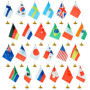 Juvale Drapeaux Pays du Monde Internationaux pour Bureau 21 x 13,9 cm avec Supports de 30 cm (Paquet de 24)