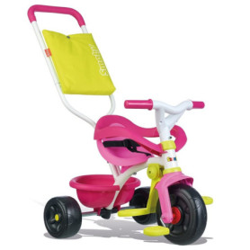 Smoby - Tricycle Be Fun Confort Rose - Vélo Enfant Dès 10 Mois - Evolutif - Canne Parentale avec Sacoche - Arceau de Sécurité - 