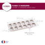 GOBEL - Plaque de 12 madeleines - Fer blanc - Dimensions : 39,5 x 20 x 1,7 cm - Empreinte : 8 cm – Fabriquée en France