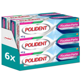 Polident Crème fixative Forte Toute La Journée, Pour Prothèses Dentaires Partielles ou Complètes, lot de 6x40g