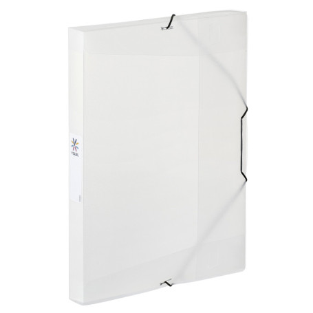 Viquel - Chemise plastique à élastiques - Boite de classement format A4 - Etiquette d'identification sur le côté - Fabriqué en F