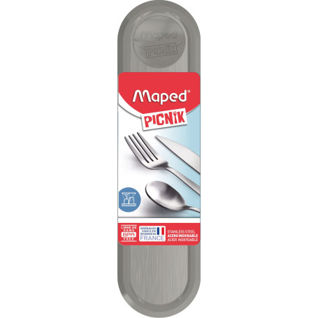 Maped Picnik Adulte - Ensemble de Couverts Transportables - Acier inoxydable -Boite et Couverts Nomades, pour le Bureau et Dépla