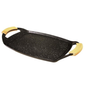 Baumalu 384131 Plancha Fonte d'Aluminium 48.5 x 28.5 x 3.7 cm, Noir