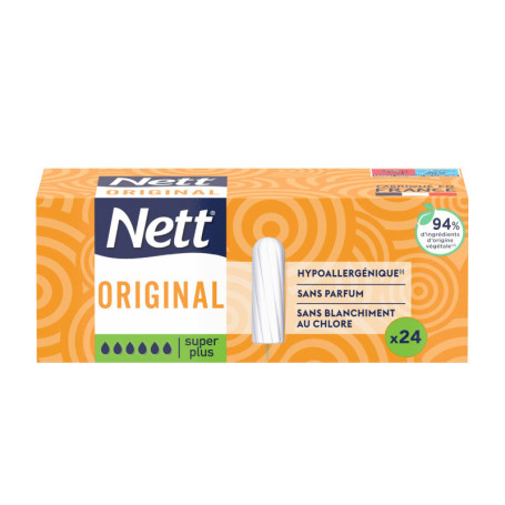 Nett Original Tampon sans Applicateur, Super Plus, Boite de 24 Tampons