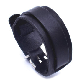 ZENSE - Bracelet de force pour homme en cuir ajustable noir ZB0336