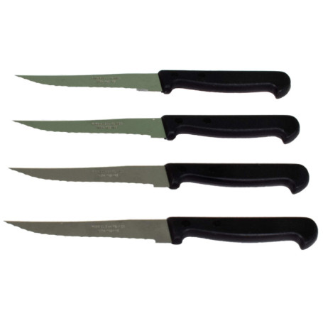 Lot De 4 Couteaux À Steak Fabriqué En France - Set De Couteaux Noir Pour Cuisine, Table, Coupe Tranchante Pour Viande, Couteaux 