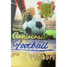 AFIE 65-1268 Carte Heureux Anniversaire Or Doré Foot Football Footballeur Sport Ballon rond blason Supporters Fans Equipe Stade 