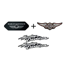 Stickers rétro réfléchissant pour Casque de Moto Harley Davidson Pack Complet Ailes Black (4 Stickers)