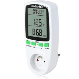 Wattmètre - Compteur de Consommation Électrique - FISHTEC ® - Prise Contrôle Cout Consommation Electrique - Prise Compteur d'Éne