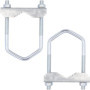 HD-Line Bride-110mm Bride d'Etrier avec Mâchoire pour Fixation de Parabole et d'Antenne sur Mât, Gris, Set de 2 Pièces