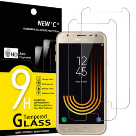 NEW'C Lot de 2, Verre Trempé pour Samsung Galaxy J3 2017 Film Protection écran sans Bulles d'air Ultra Résistant (0,33mm HD Ultr