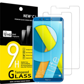 NEW'C Lot de 2, Verre Trempé pour Honor 9 Lite, Film Protection écran sans Bulles d'air Ultra Résistant (0,33mm HD Ultra Transpa